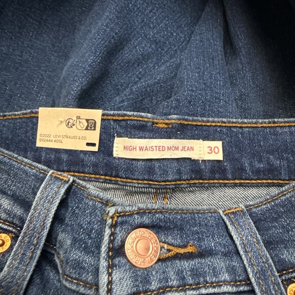 Levis Womens Jeans 30x29 Mom High Waisted Blue Stretch Tapered - Picture 2 of 11